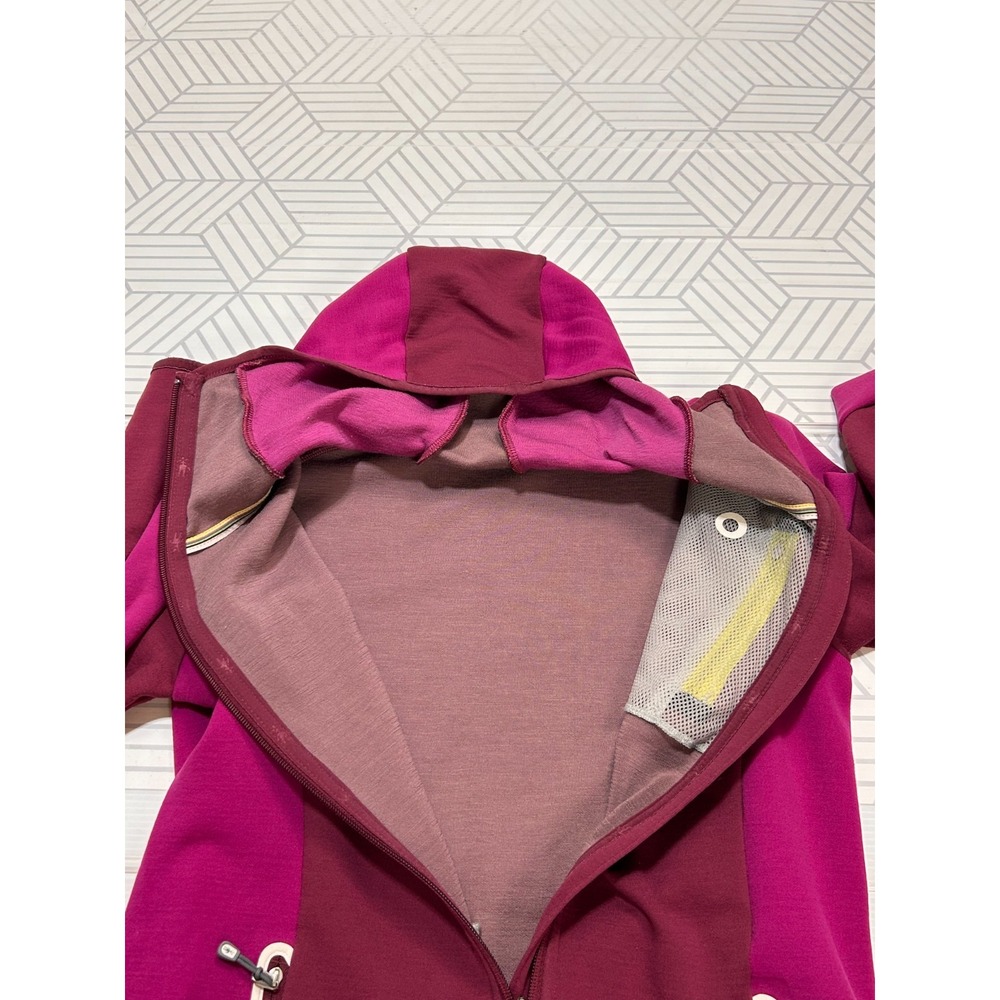 Smartwool Women's size M PhD HyFi Full Zip Pink Merino Wool Blend Hoodie b2 - Picture 3 of 11